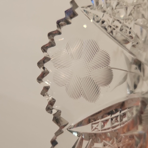 Vintage Crystal Etched Glass 6" Diameter Low Dish - Picture 6 of 8